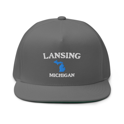 'Lansing Michigan' Flat Bill Snapback (w/ Michigan Outline)