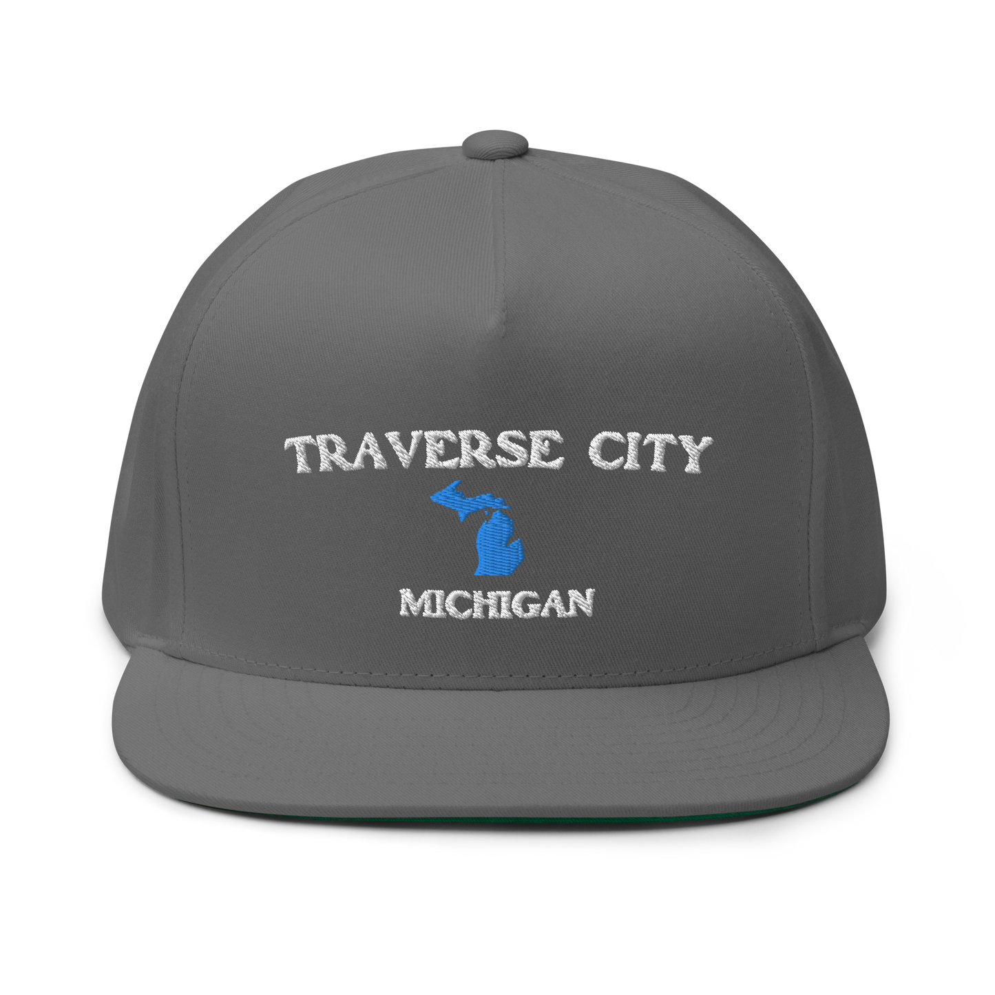 'Traverse City Michigan' Flat Bill Snapback (w/ Michigan Outline)