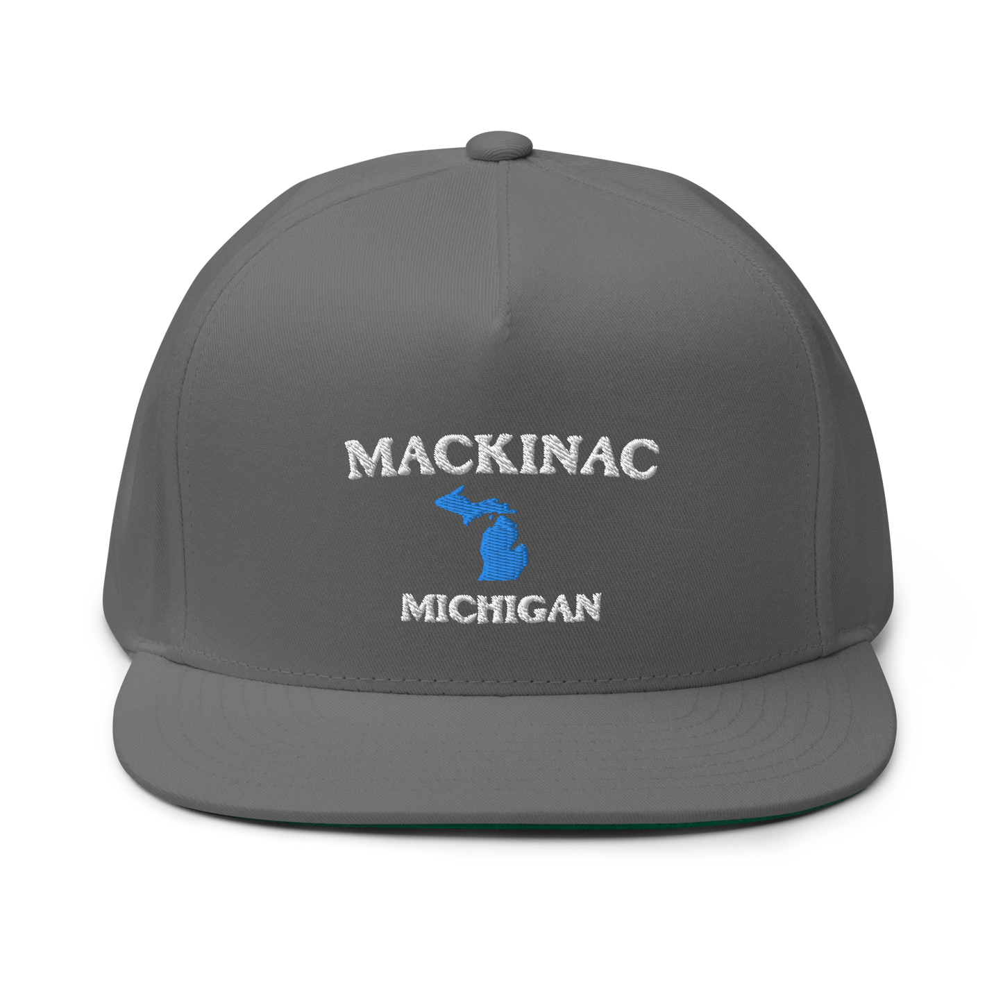 'Mackinac Michigan' Flat Bill Snapback (w/ Michigan Outline)