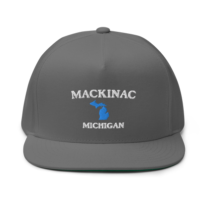 'Mackinac Michigan' Flat Bill Snapback (w/ Michigan Outline)