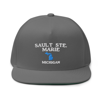 'Sault Ste. Marie' Flat Bill Snapback (w/ Michigan Outline)