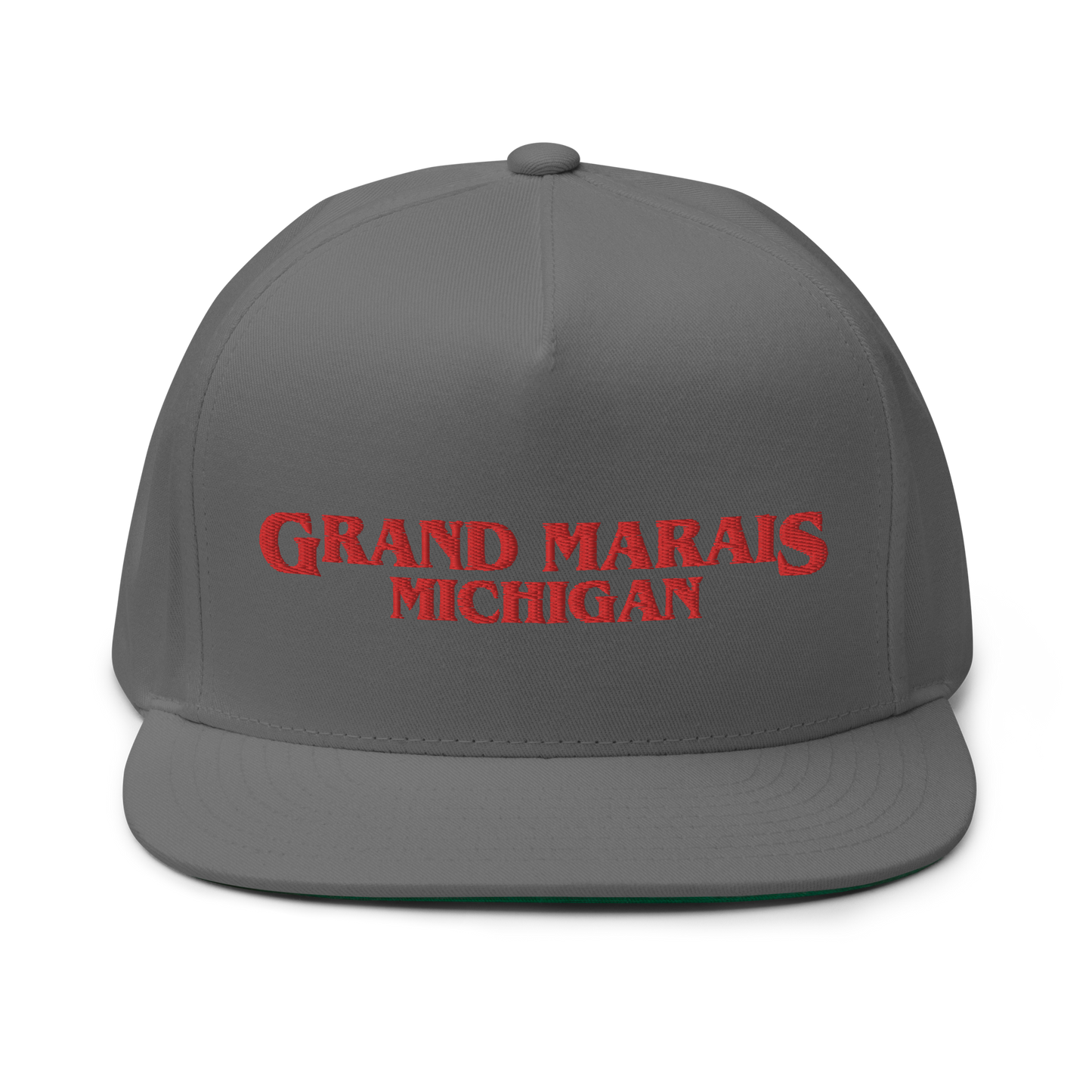 'Grand Marais Michigan' Flat Bill Snapback (1980s Drama Parody)