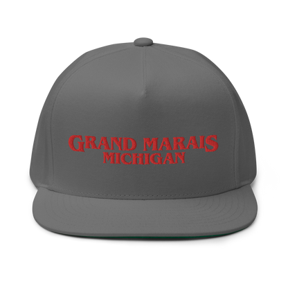 'Grand Marais Michigan' Flat Bill Snapback (1980s Drama Parody)