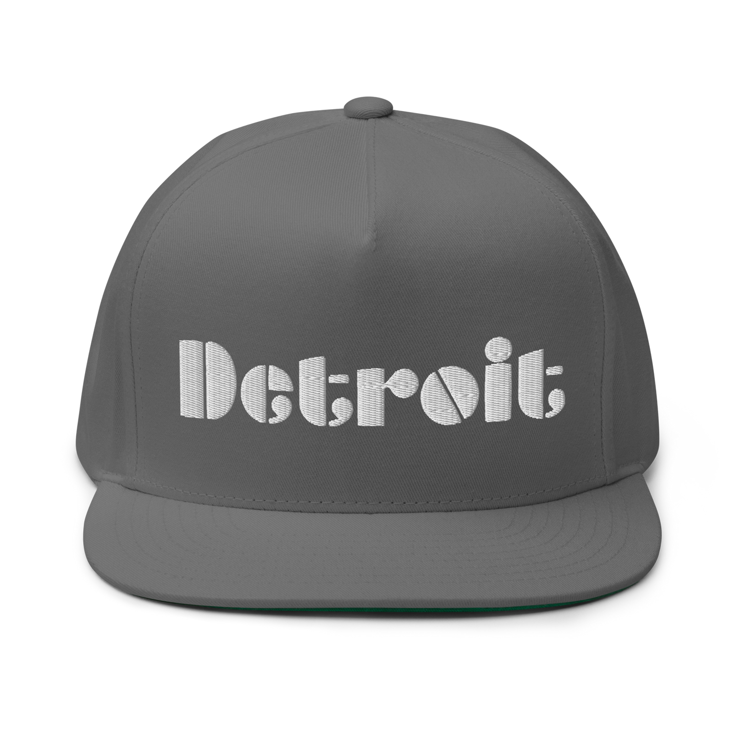 'Detroit' Flat Bill Snapback | White/Black Embridery