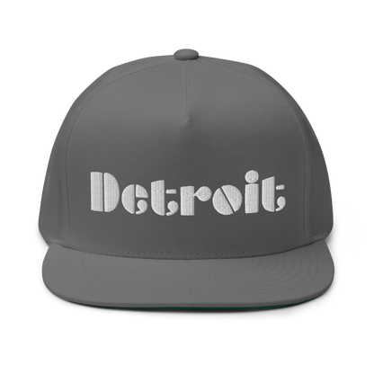 'Detroit' Flat Bill Snapback | White/Black Embridery