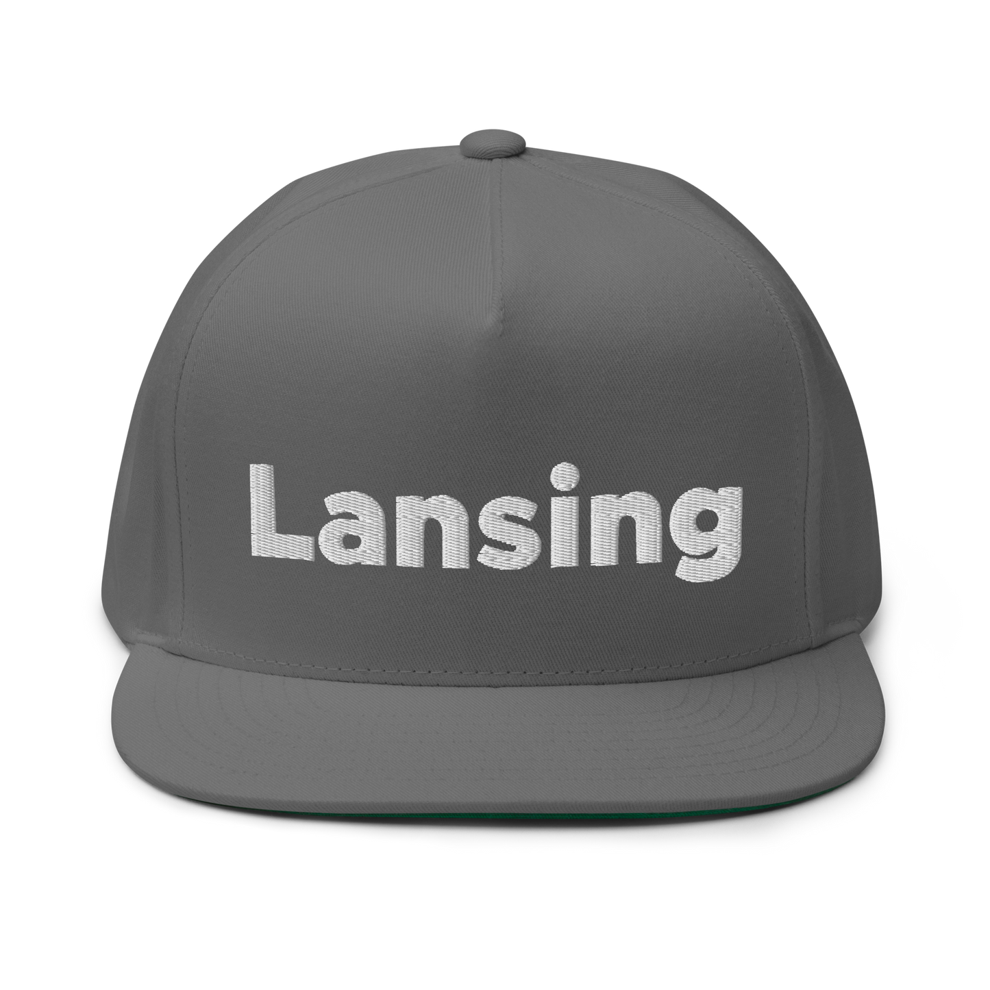 'Lansing' Flat Bill Snapback | White/Black Embroidery