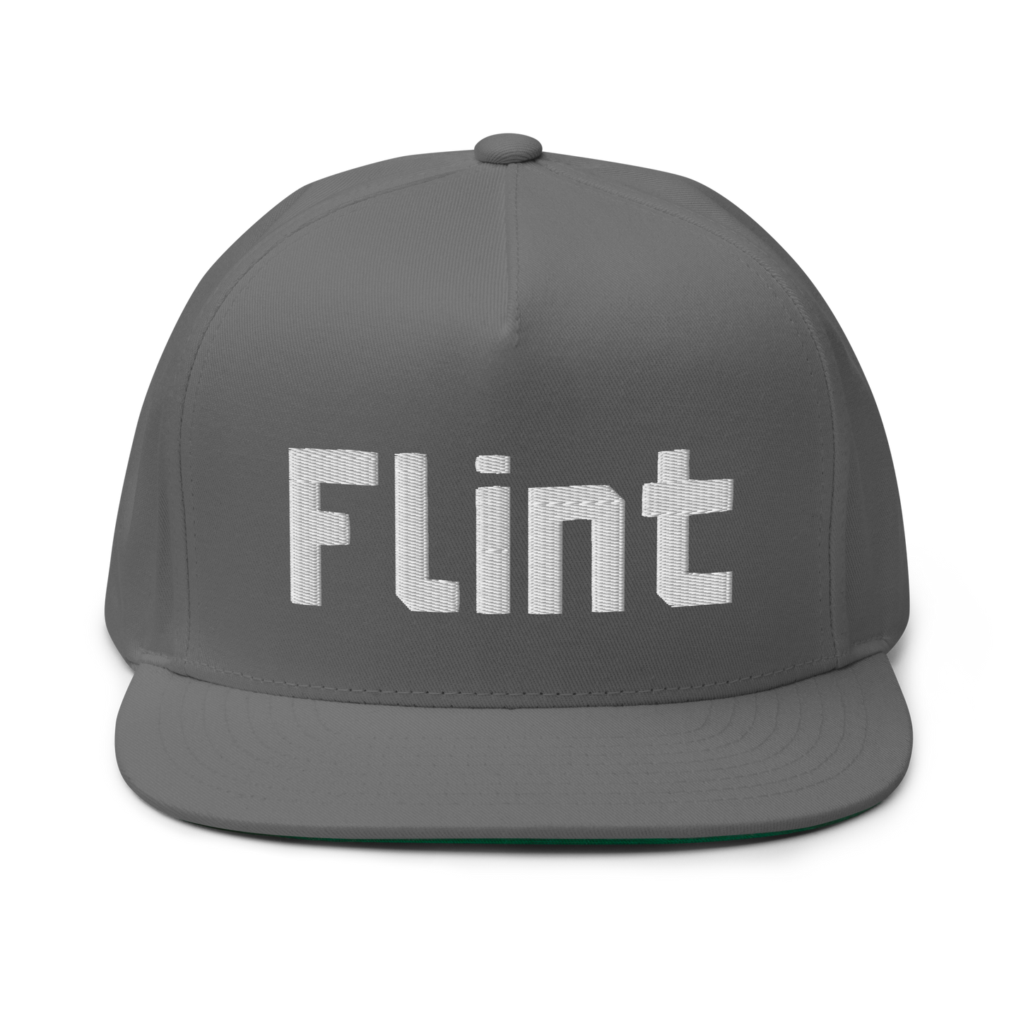 'Flint' Flat Bill Snapback | White/Black Embroidery