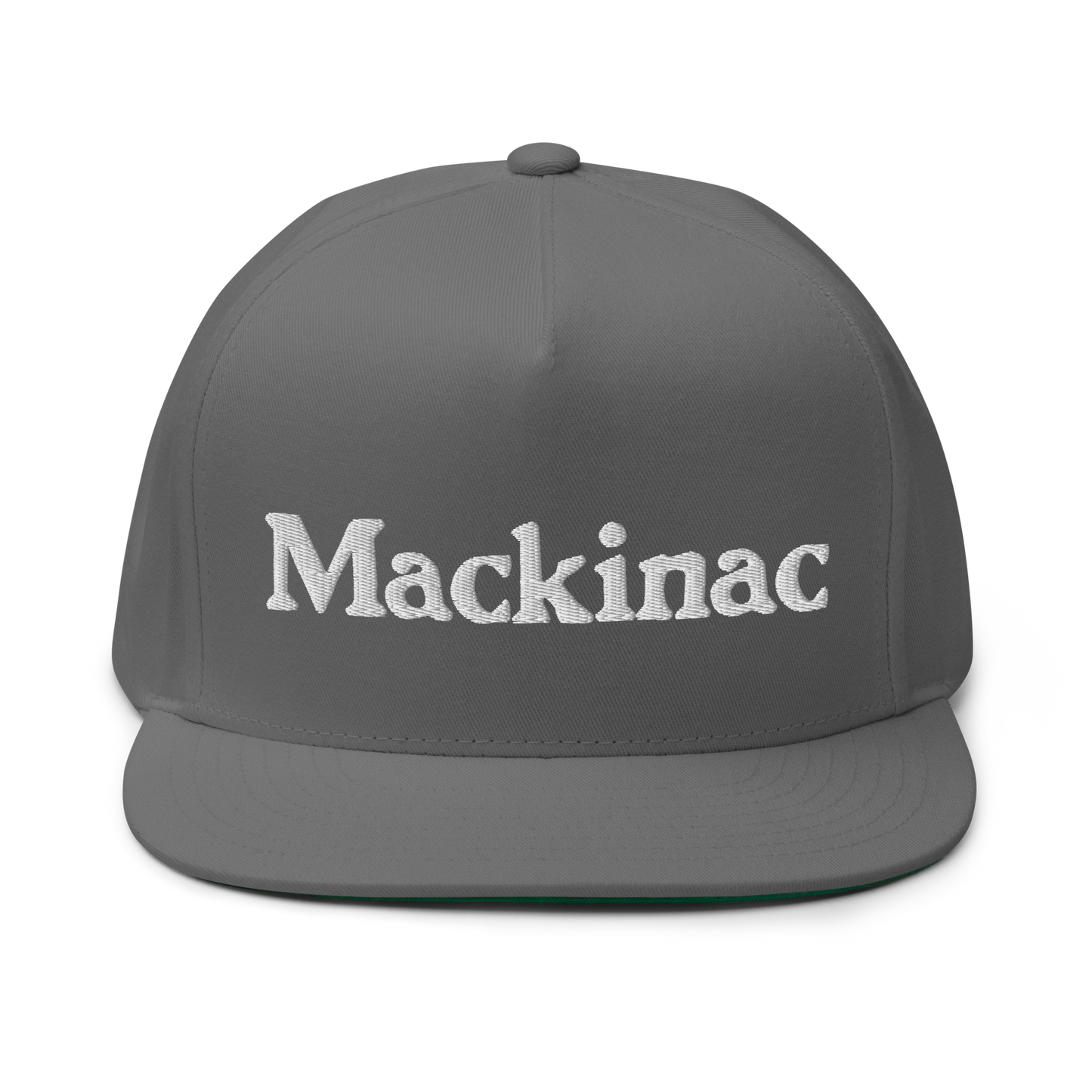 'Mackinac' Flat Bill Cap | White/Black Embroidery