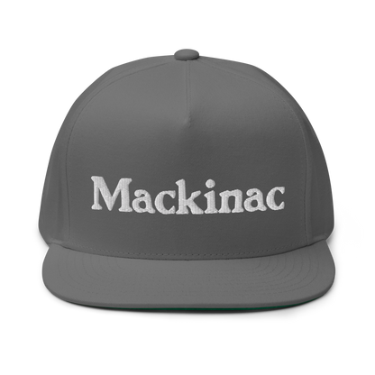 'Mackinac' Flat Bill Cap | White/Black Embroidery