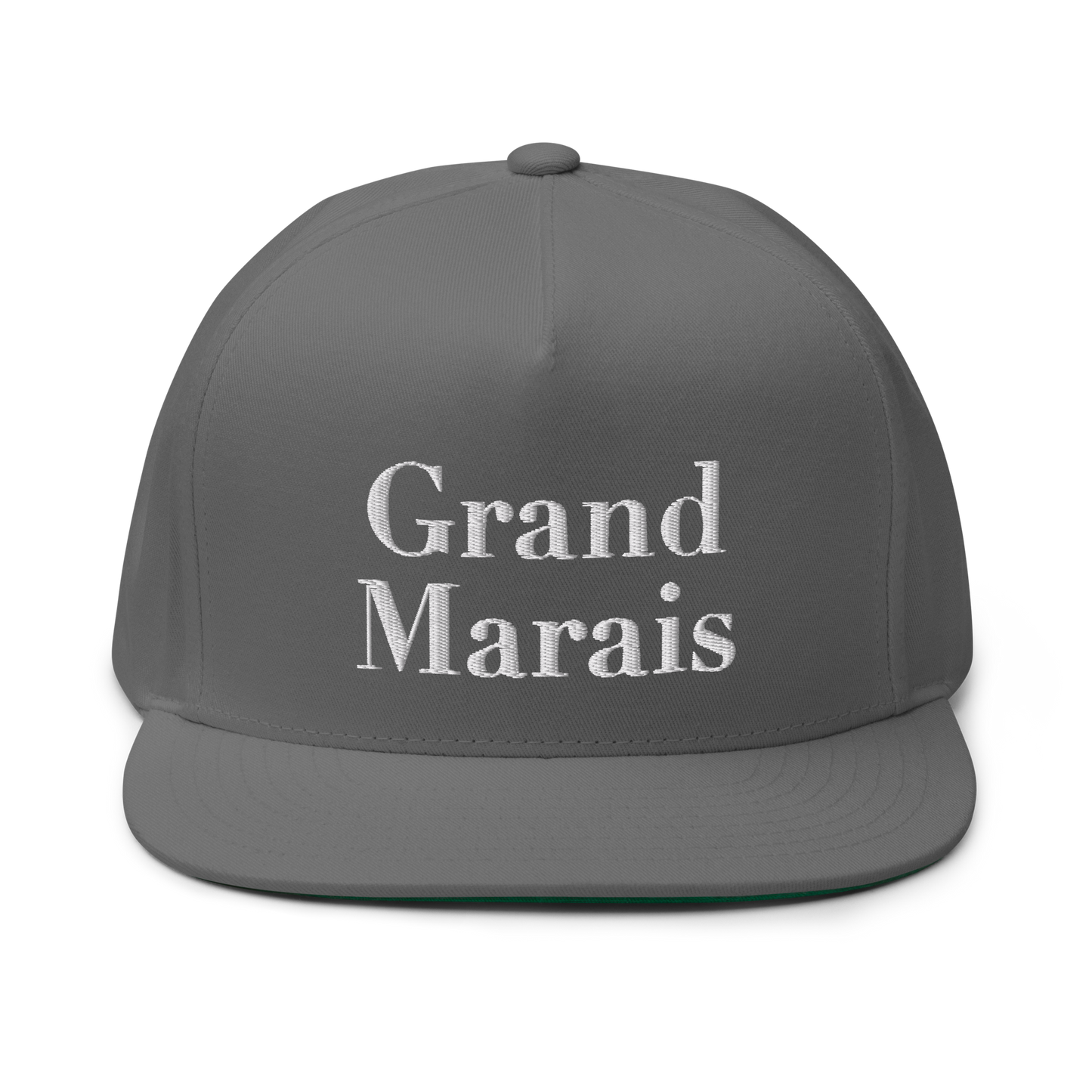 'Grand Marais' Flat Bill Snapback | White/Black Embroidery