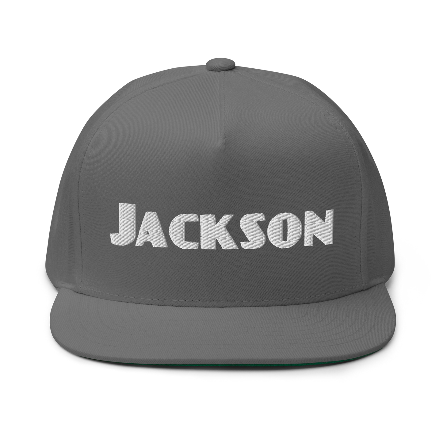 'Jackson' Flat Bill Snapback | White/Black Embroidery