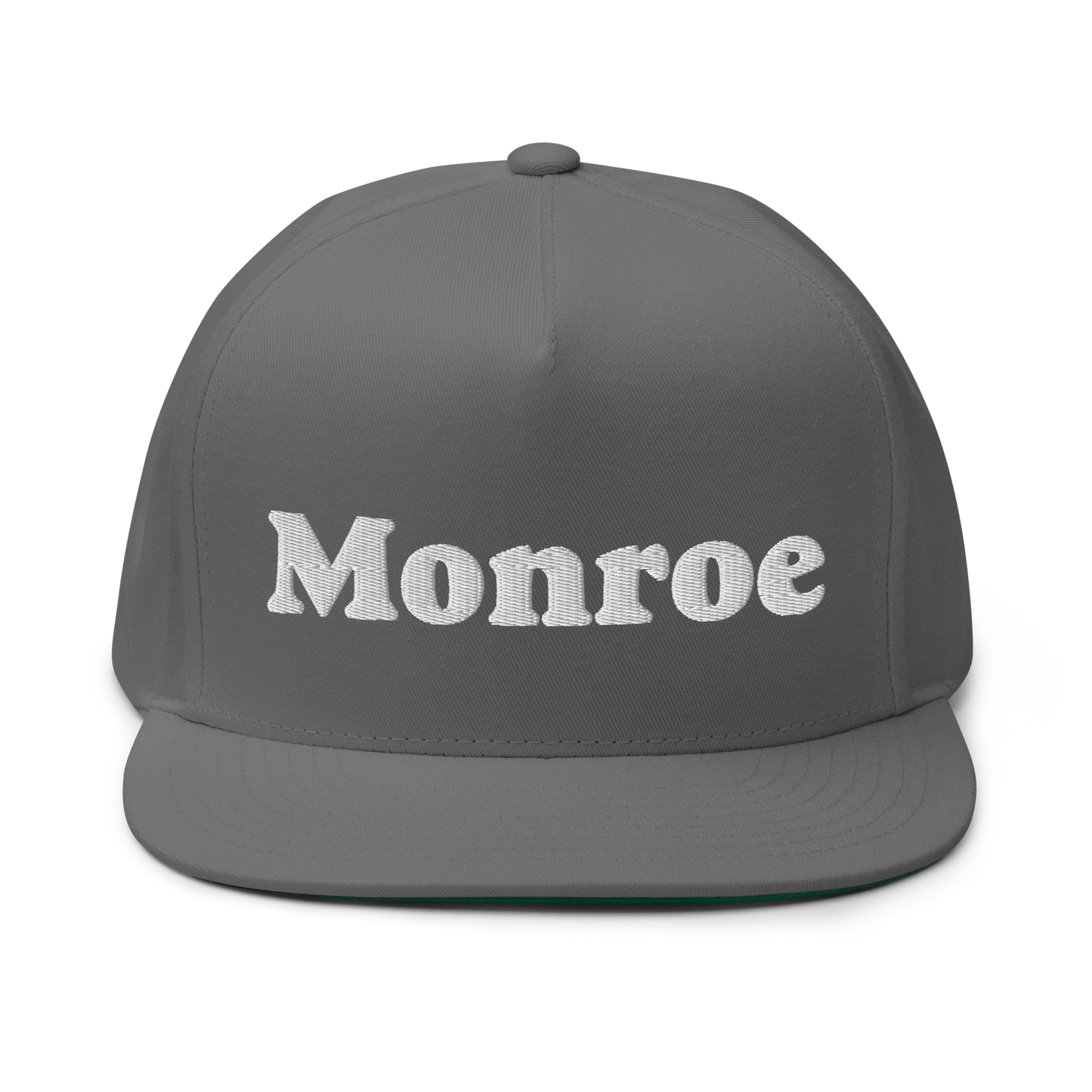 'Monroe' Flat Bill Snapback | White/Black Embroidery