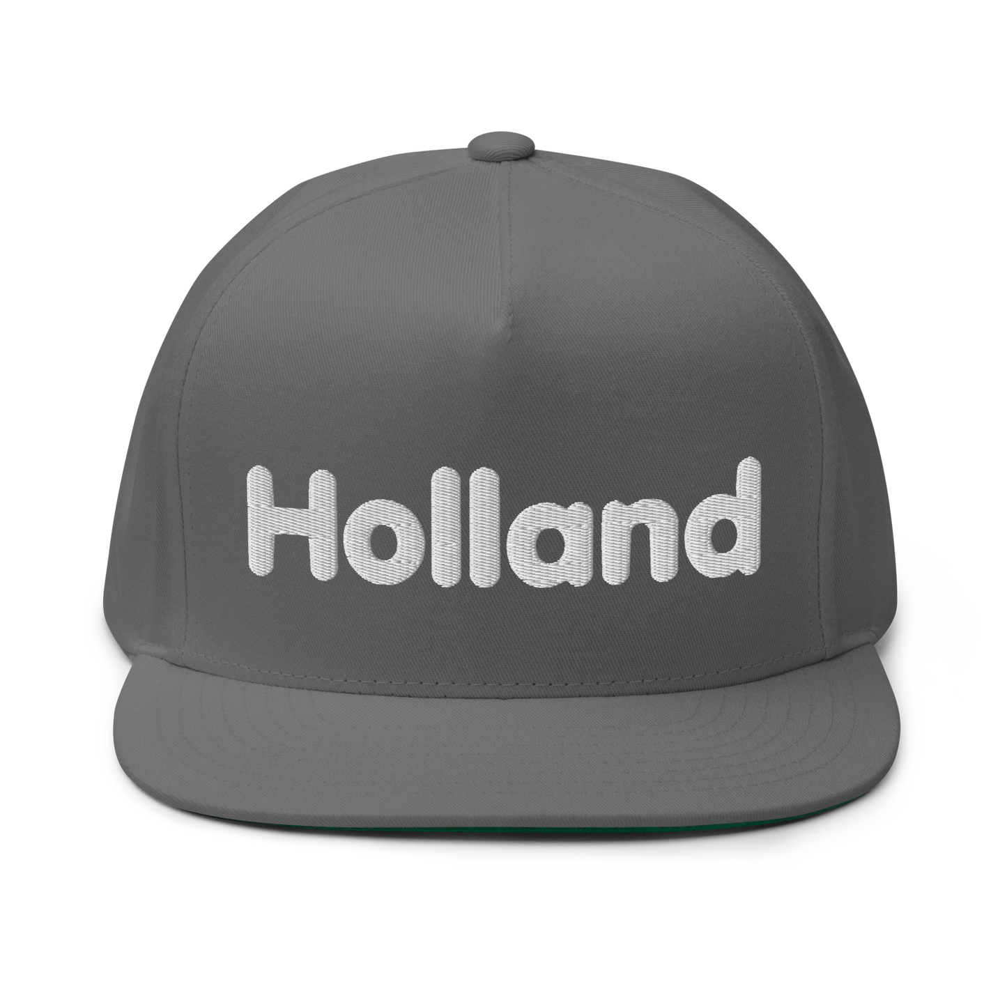 'Holland' Flat Bill Snapback | White/Black Embroidery