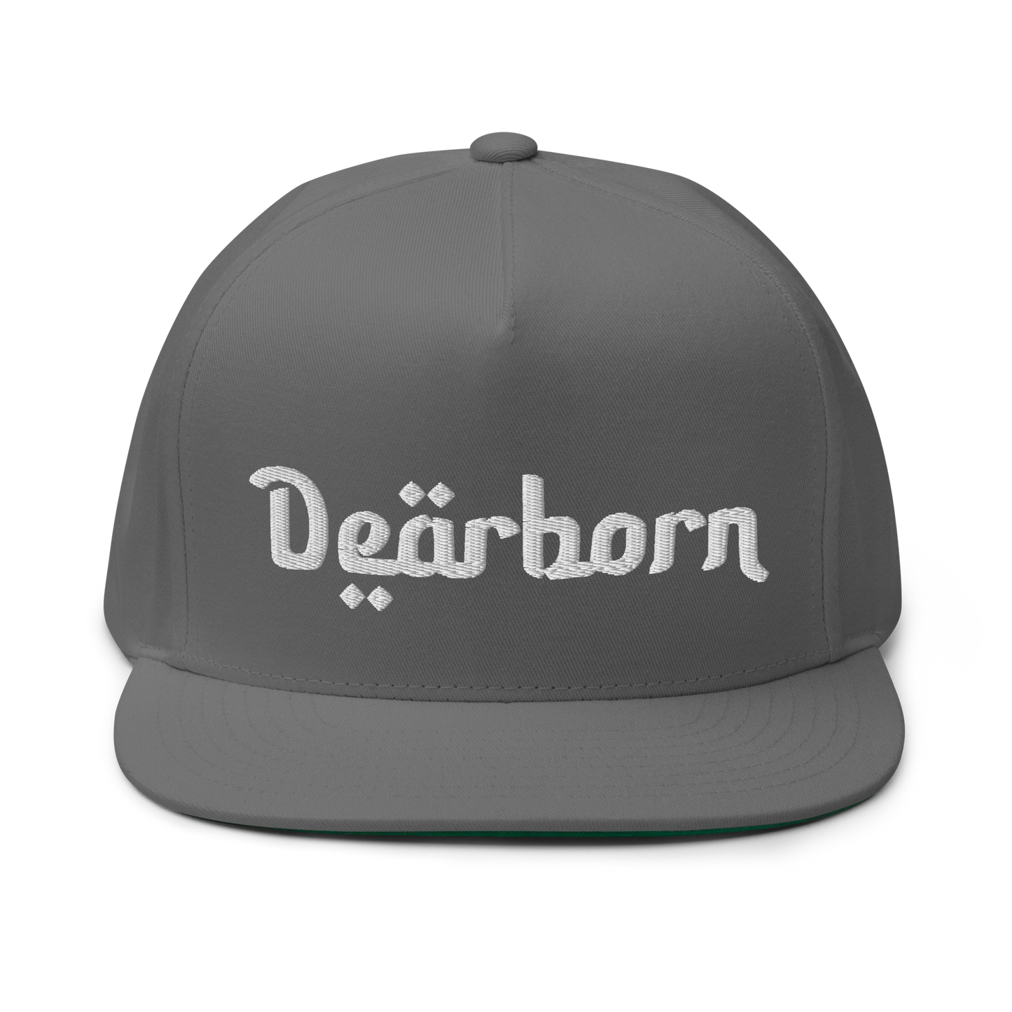 'Dearborn' Flat Bill Snapback | White/Black Embroidery