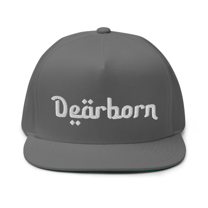 'Dearborn' Flat Bill Snapback | White/Black Embroidery