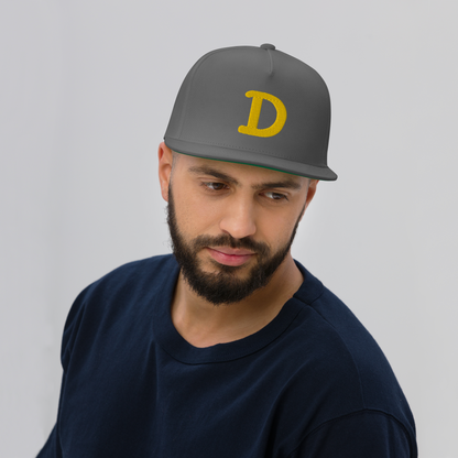 Detroit 'Old French D' Flat Bill Snapback (w/ Side Design) | Gold Embroidery