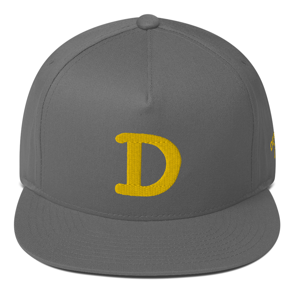 Detroit 'Old French D' Flat Bill Snapback (w/ Side Design) | Gold Embroidery