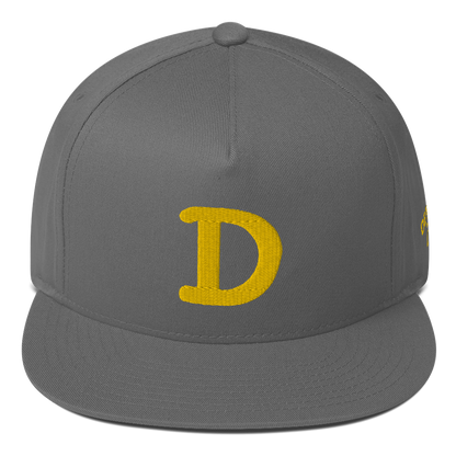 Detroit 'Old French D' Flat Bill Snapback (w/ Side Design) | Gold Embroidery