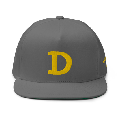 Detroit 'Old French D' Flat Bill Snapback (w/ Side Design) | Gold Embroidery