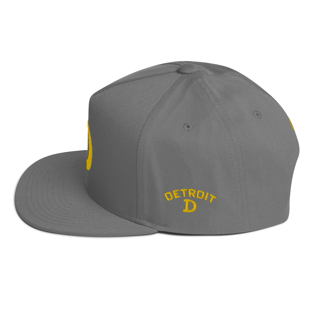 Detroit 'Old French D' Flat Bill Snapback (w/ Side Design) | Gold Embroidery