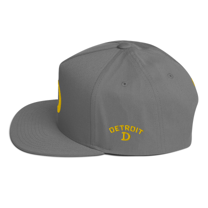 Detroit 'Old French D' Flat Bill Snapback (w/ Side Design) | Gold Embroidery