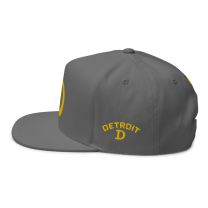 Detroit 'Old French D' Flat Bill Snapback (w/ Side Design) | Gold Embroidery