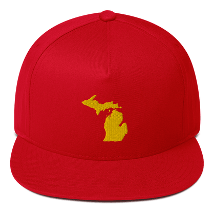 Michigan Outline Flat Bill Cap | Gold Embroidery - Circumspice Michigan