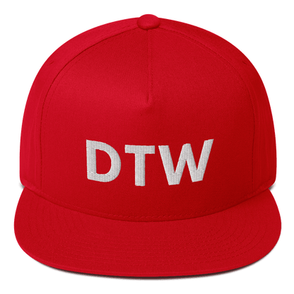 Detroit 'DTW' Flat Bill Hat | White/Black Embroidery - Circumspice Michigan