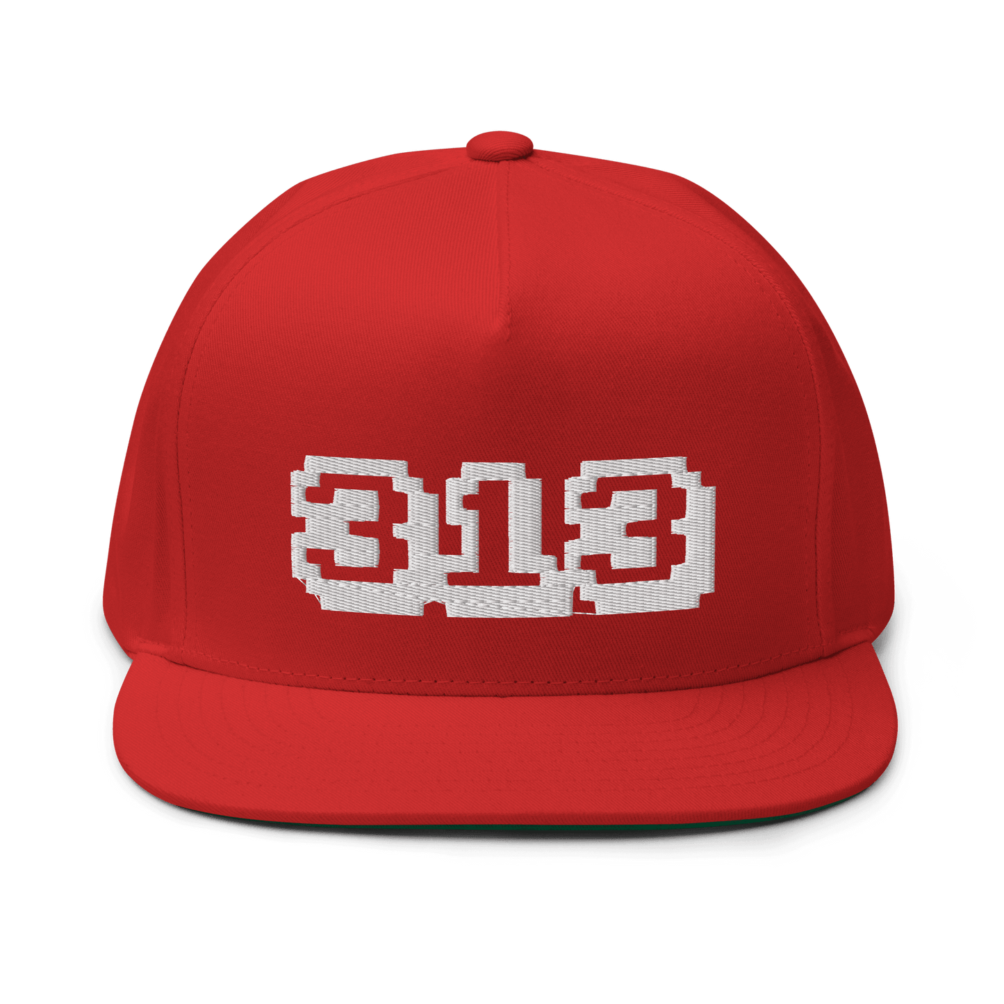 Detroit '313' Flat Bill Cap (Arcade Font) | White/Black Embroidery - Circumspice Michigan