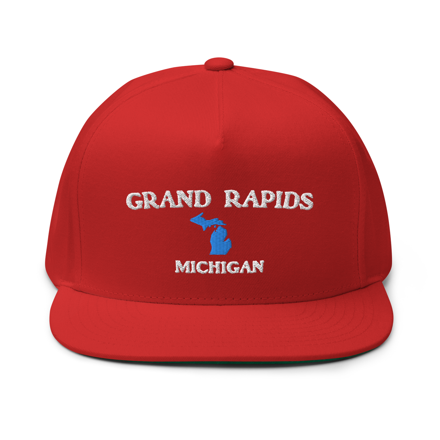 'Grand Rapids Michigan' Flat Bill Snapback Cap (w/ Michigan Outline)