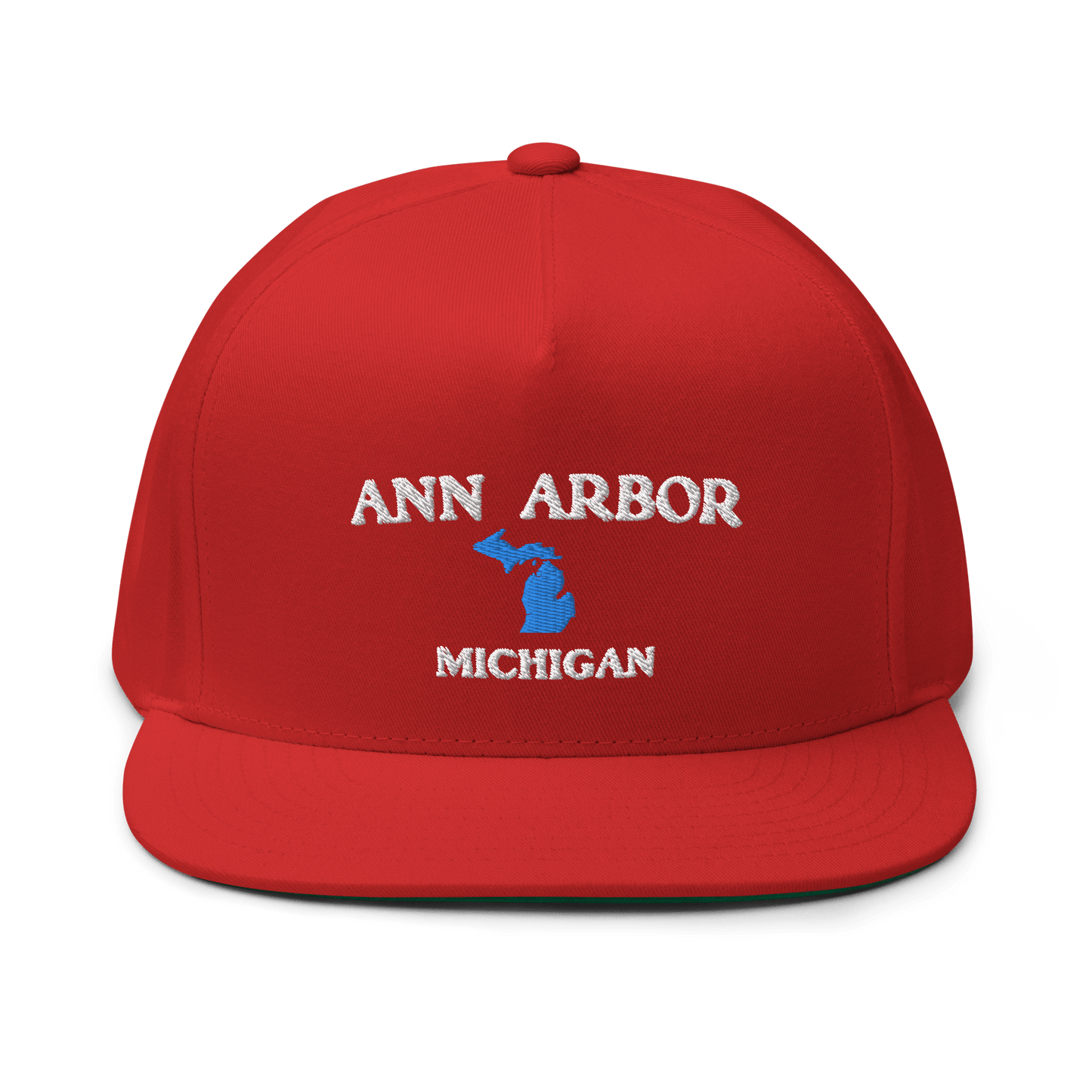 'Ann Arbor Michigan' Flat Bill Snapback Cap (w/ Michigan Outline)