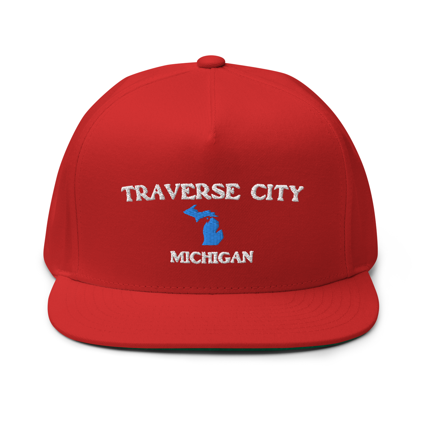 'Traverse City Michigan' Flat Bill Snapback (w/ Michigan Outline)