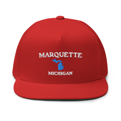 'Marquette Michigan' Flat Bill Snapback (w/ Michigan Outline)