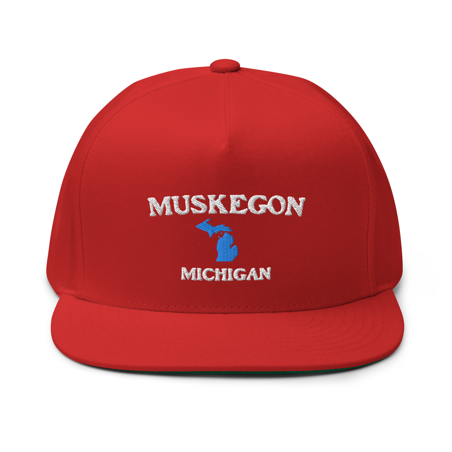 'Muskegon Michigan' Flat Bill Snapback (w/ Michigan Outline)