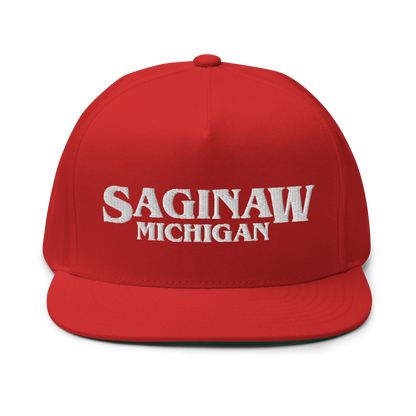 'Saginaw Michigan' Flat Bill Snapback (1980s Drama Parody)