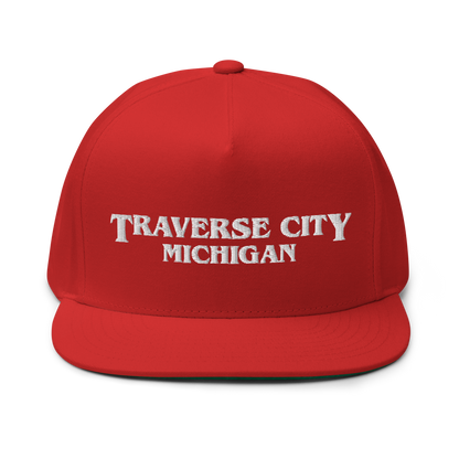 'Traverse City Michigan' Flat Bill Snapback (1980s Drama Parody)