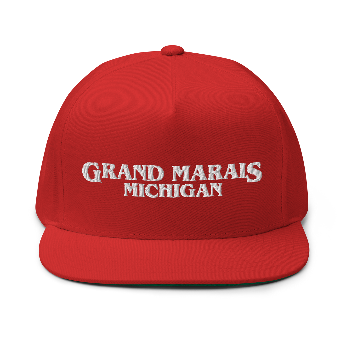 'Grand Marais Michigan' Flat Bill Snapback (1980s Drama Parody)