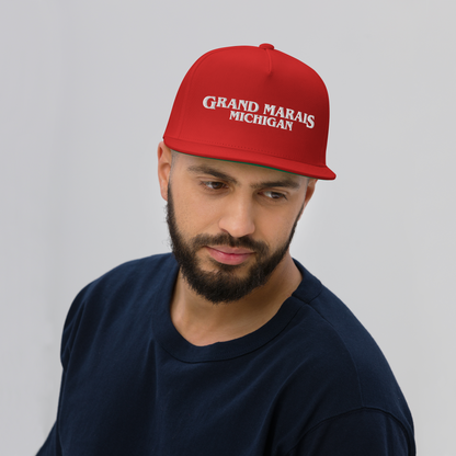 'Grand Marais Michigan' Flat Bill Snapback (1980s Drama Parody)