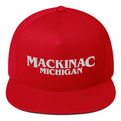 'Mackinac Michigan' Flat Bill Snapback (1980s Drama Parody)