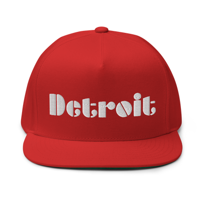 'Detroit' Flat Bill Snapback | White/Black Embridery