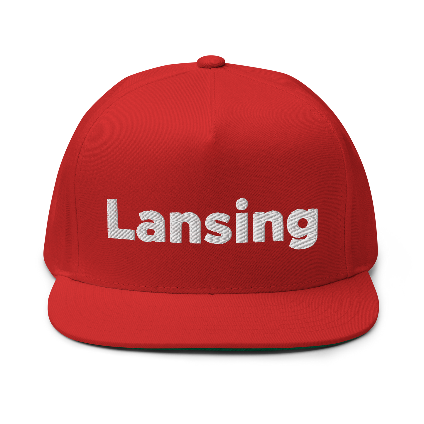 'Lansing' Flat Bill Snapback | White/Black Embroidery