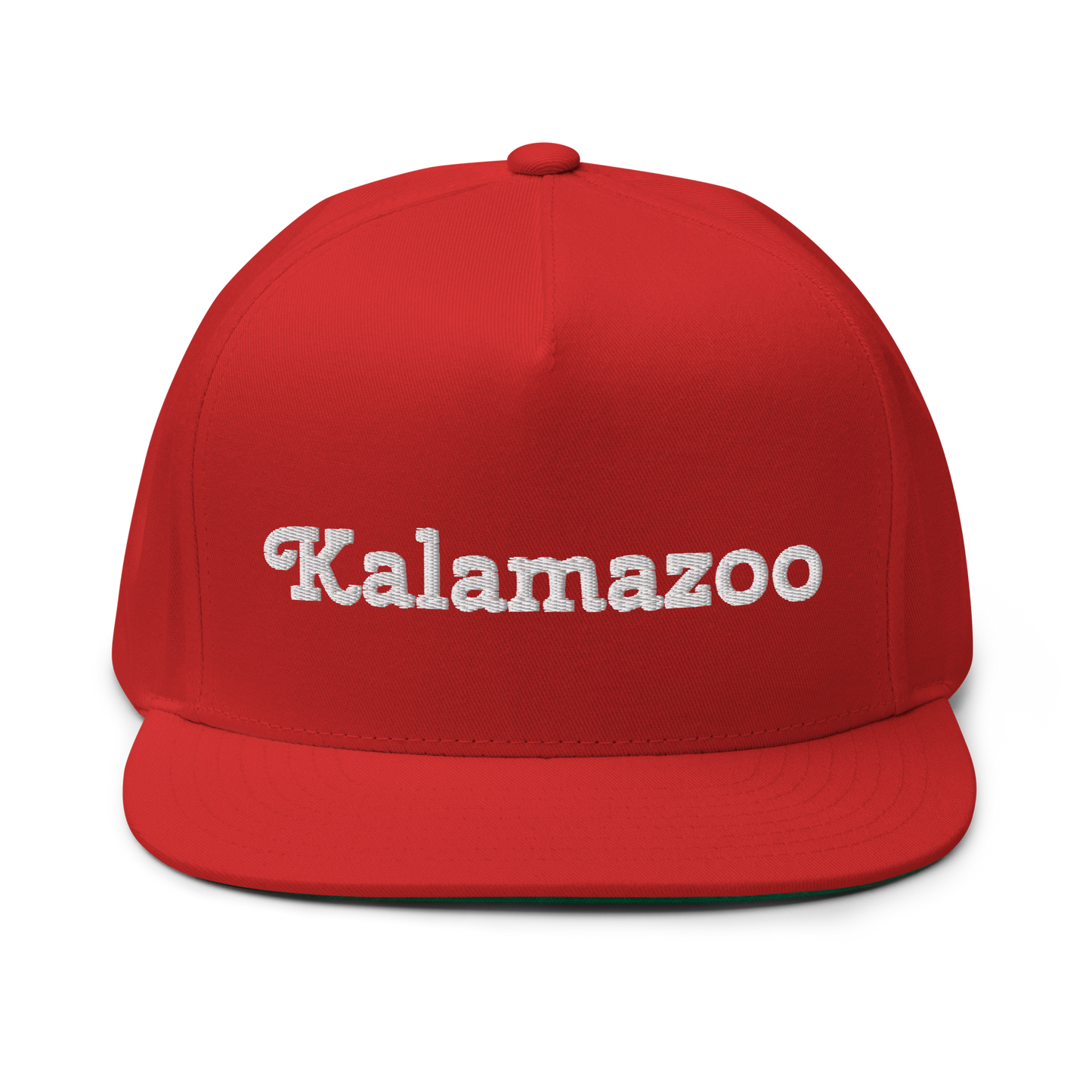 'Kalamazoo' Flat Bill Snapback | White/Black Embroidery