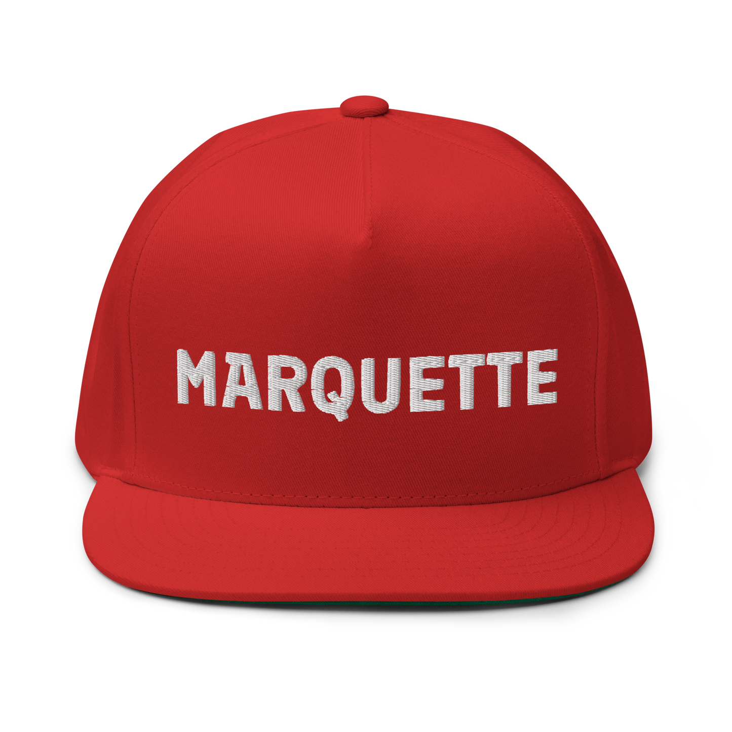 'Marquette' Flat Bill Snapback | White/Black Embroidery