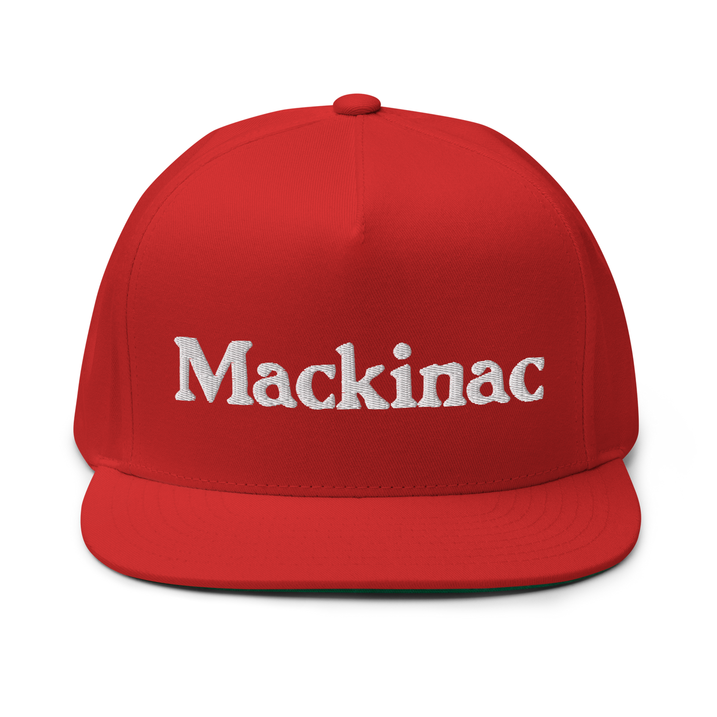 'Mackinac' Flat Bill Cap | White/Black Embroidery