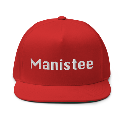 'Manistee' Flat Bill Snapback | White/Black Embroidery