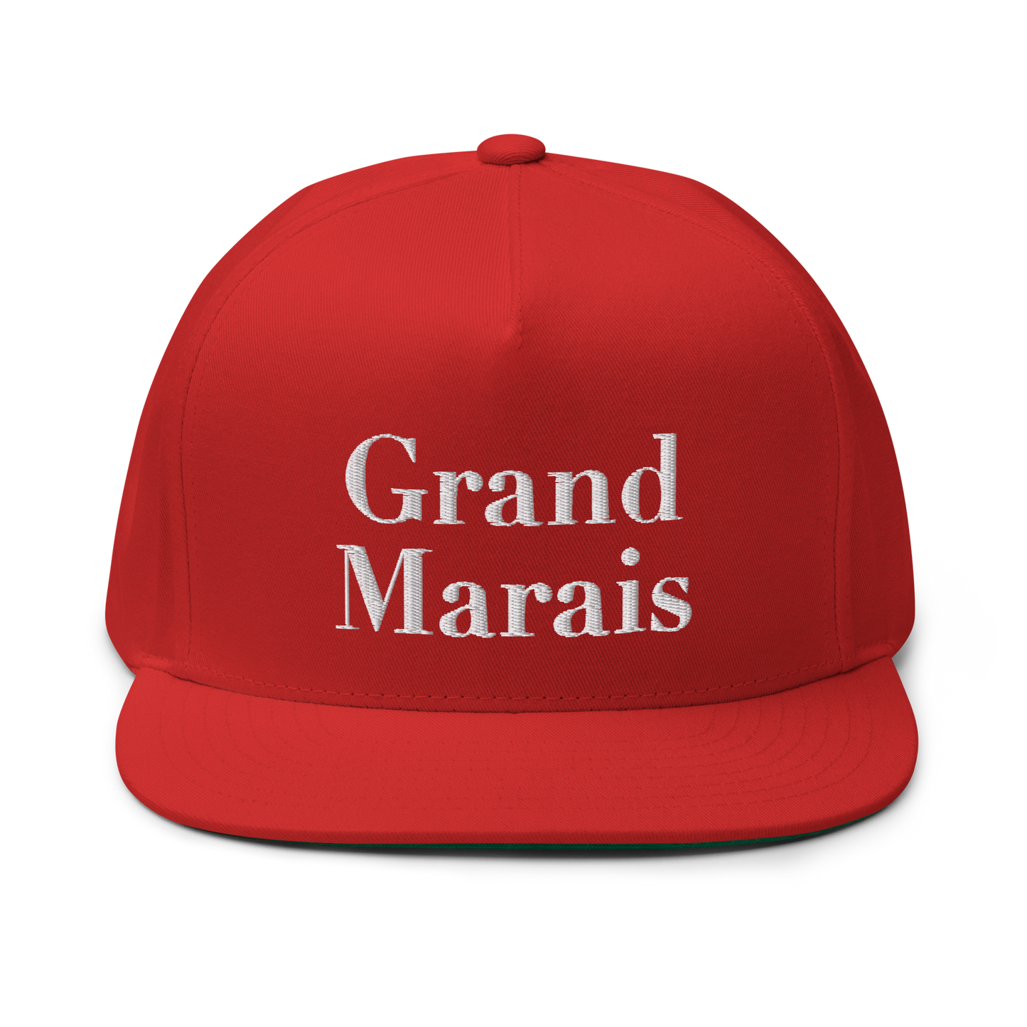 'Grand Marais' Flat Bill Snapback | White/Black Embroidery