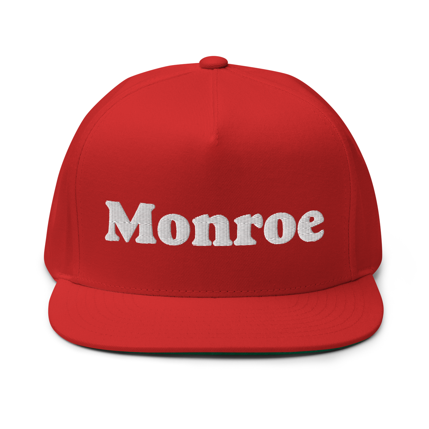 'Monroe' Flat Bill Snapback | White/Black Embroidery