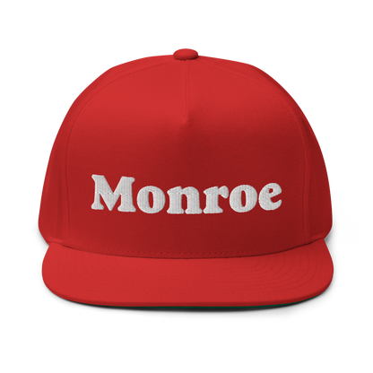 'Monroe' Flat Bill Snapback | White/Black Embroidery