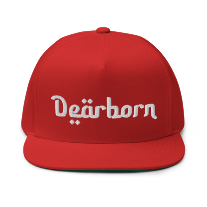 'Dearborn' Flat Bill Snapback | White/Black Embroidery