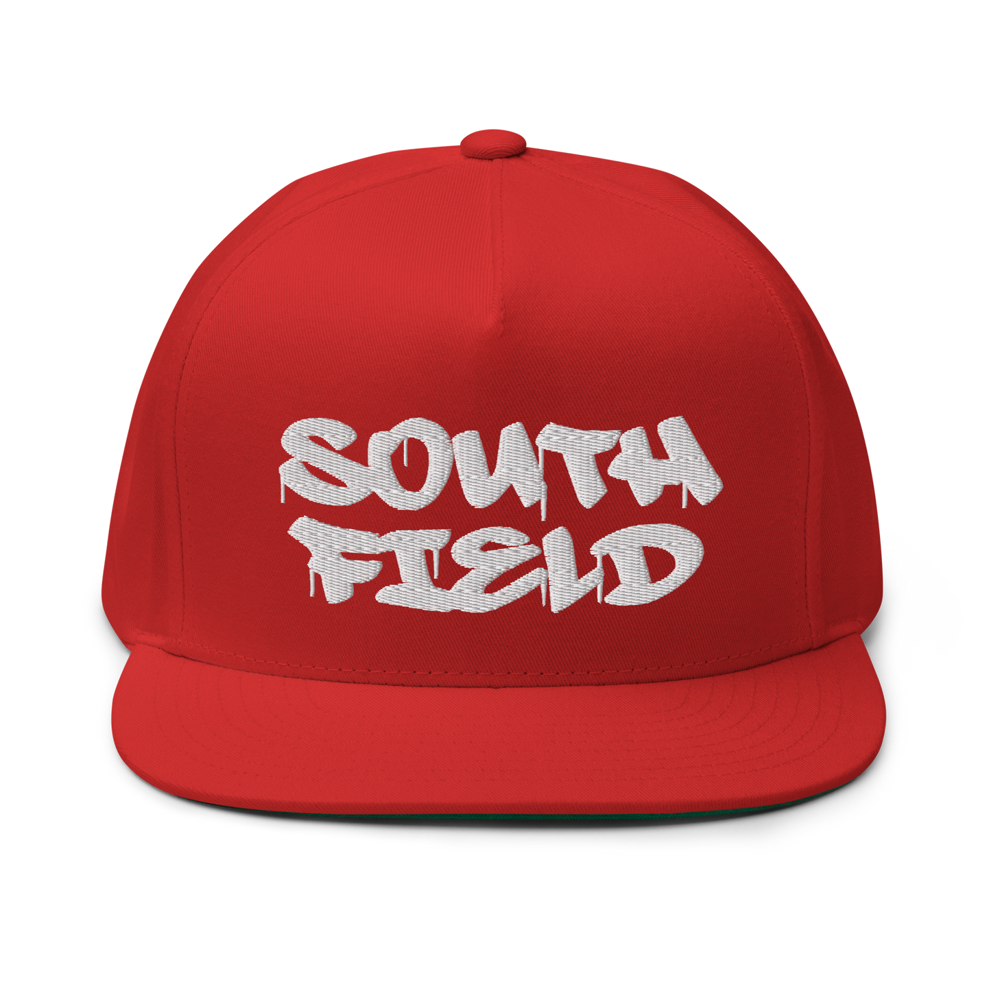 'Southfield' Flat Bill Snapback | White/Black Embroidery